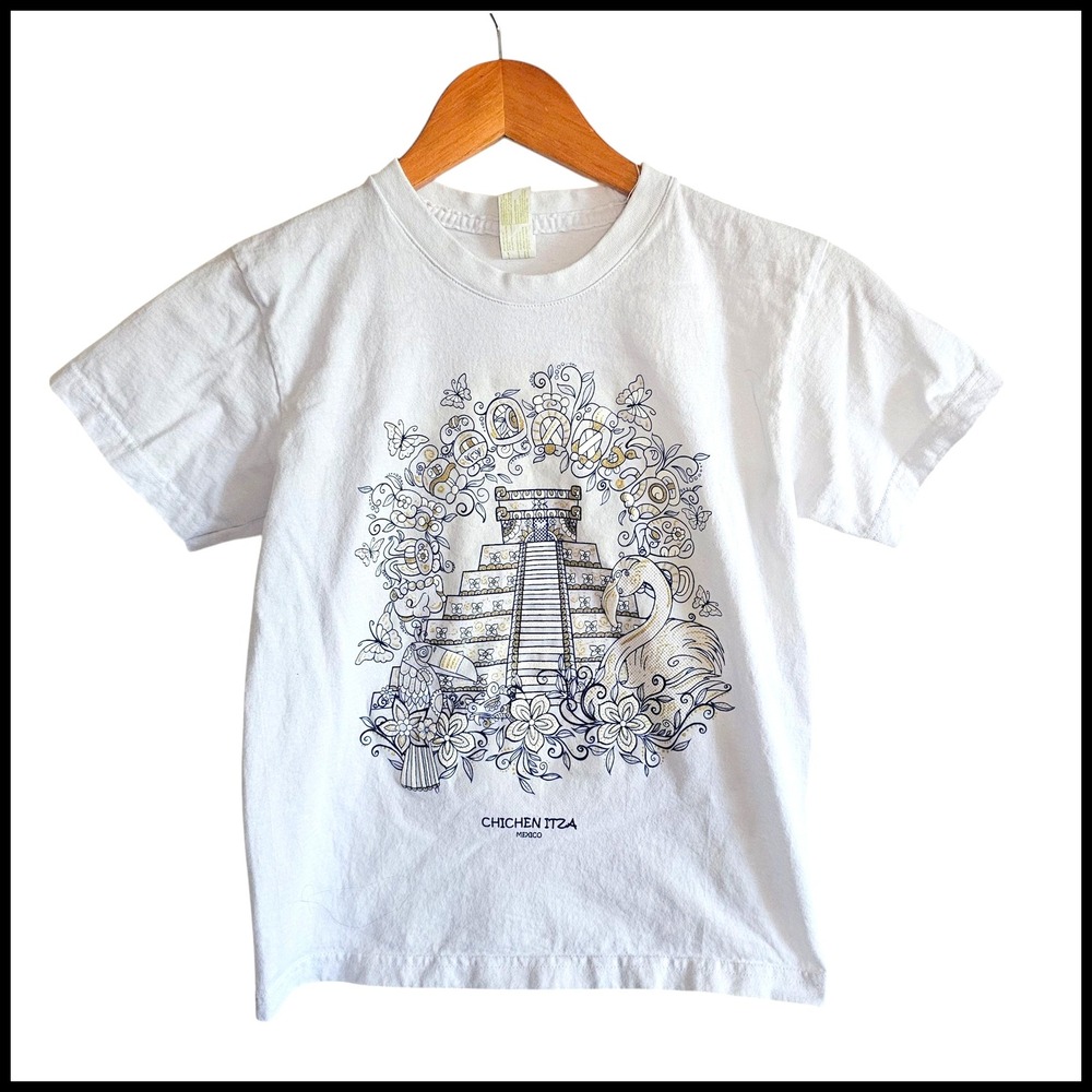 Euro Cotton Chichen Itza Graphic T-Shirt Tourist Souvenir Tee Kids 12‎
